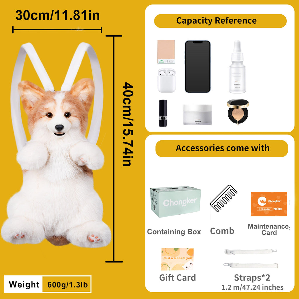 Corgi Backpack – Cute Dog Plush Bag for Kids & Pet Fans